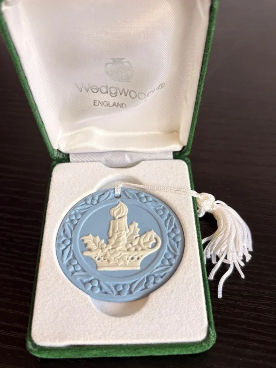 Wedgwood Pale Blue and White Jasperware Holiday Medallion Ornament