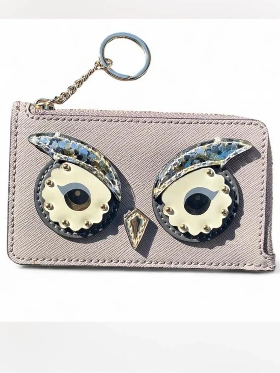 Kate Spade Poppy Star Bright Owl card holder / coin purse leather