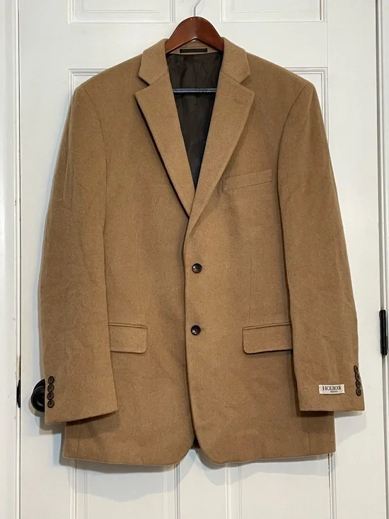 Holbrook World Traveler Camel Hair Blazer Mens 42L Tan 100% Camelhair NWT