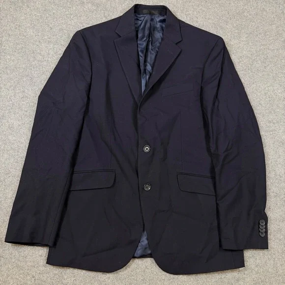 Kenneth Cole Reaction Techni-Cole Mens Navy Blue Blazer Suit Jacket 40R