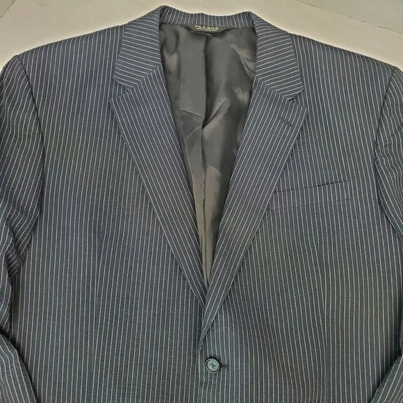 Jos. A. Bank Stays Cool Navy Pinstripe Cotton Blazer Men 46L Coastal Grandfather