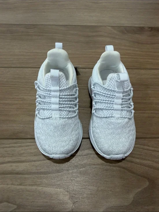 Kids White Knit Athletic Sneakers - Comfortable Everyday Shoes