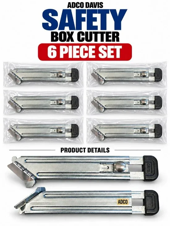ADCO Safety Box Cutter 6-Pack for Home Resellers & Small Businesses