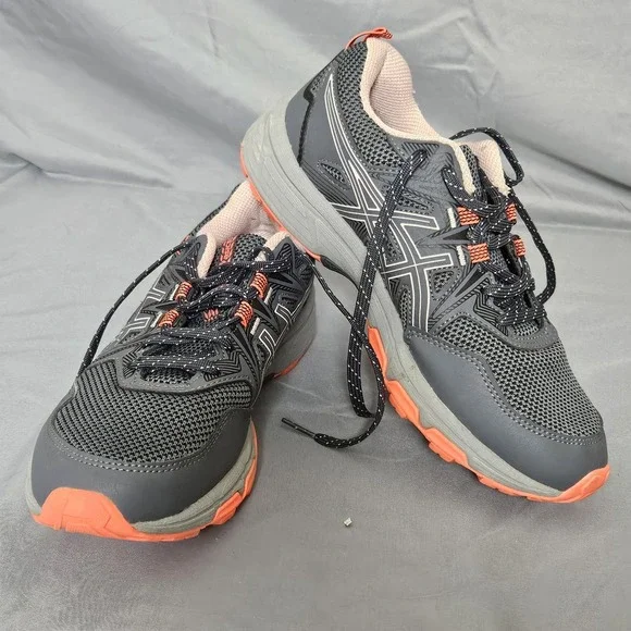 ASICS Gel-Venture Women's Trail Running Shoes Gray Orange Wide Size 8‎