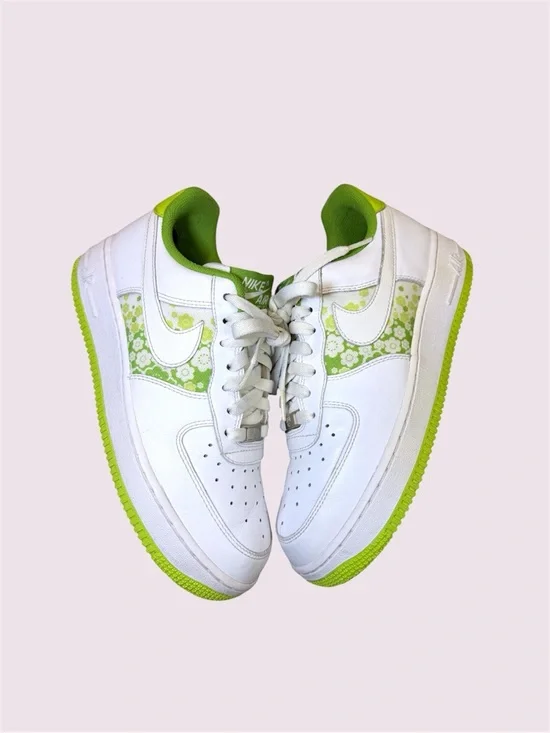 Nike Air Force 1 Low Womens Size 8 White Citron Lime Green Floral Y2K 315115-118