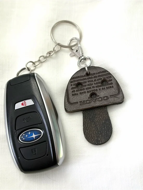 Upcycled COACH Leather Mushroom Key clip accessory