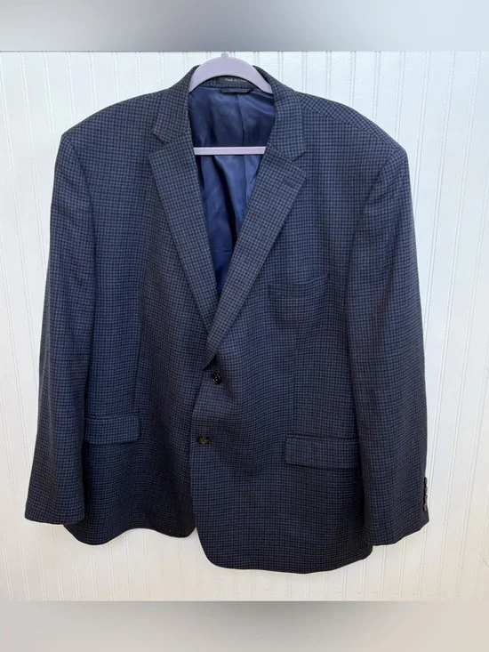 Lauren Ralph Lauren Men’s 50R Blue Plaid 100% Wool Blazer Jacket Sport Coat