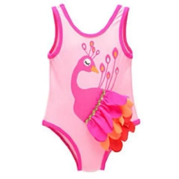 Pink Peacock Swimsuit set for baby