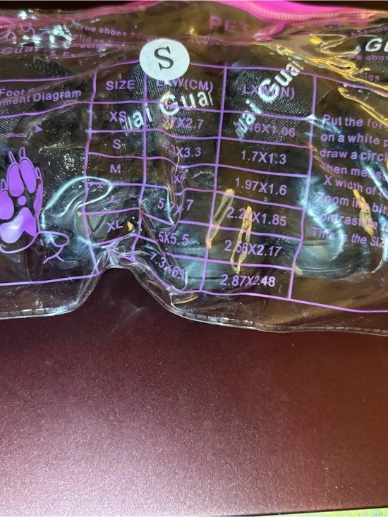 Small Pets Clear Plastic Paw Protectors with Purple Accents - S