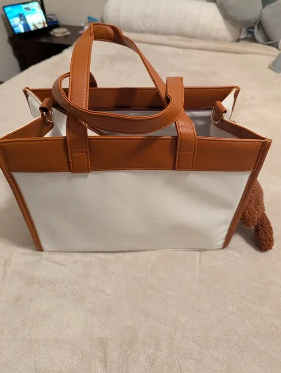 Pet Two-Tone White and Tan Tote Bag