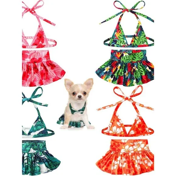 Amylove 4 Pack Small Dog Bikini Summer Bathing Suits for Puppy Doggies Swimsuit