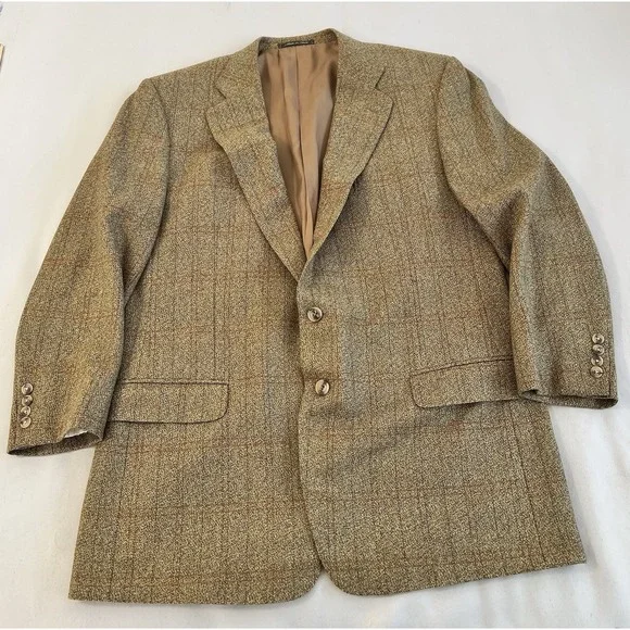 Ermenegildo Zegna Blazer Men's Tan Brown Sport Jacket Made Italy Paul Simon Wool
