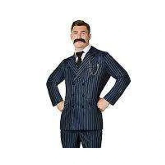 Gomez Addams Costume Blazer Navy Pinstripe Double Breasted Suit Jacket Halloween