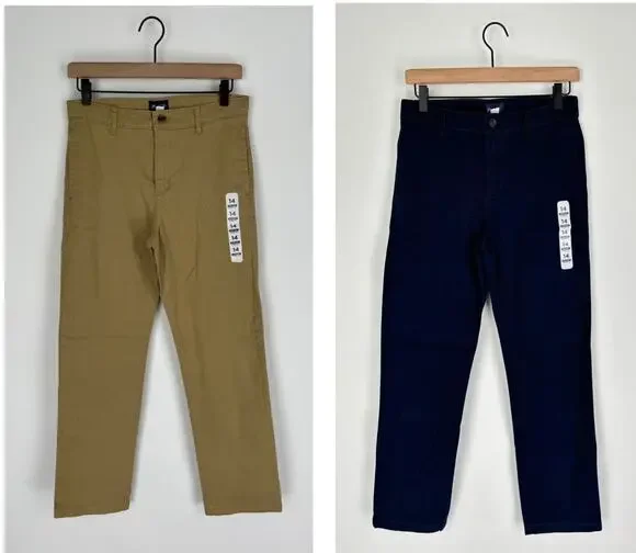 The Childrens Place Boys Uniform Stretch Chino Pants Set Of 2 Flax Tidal Size 14