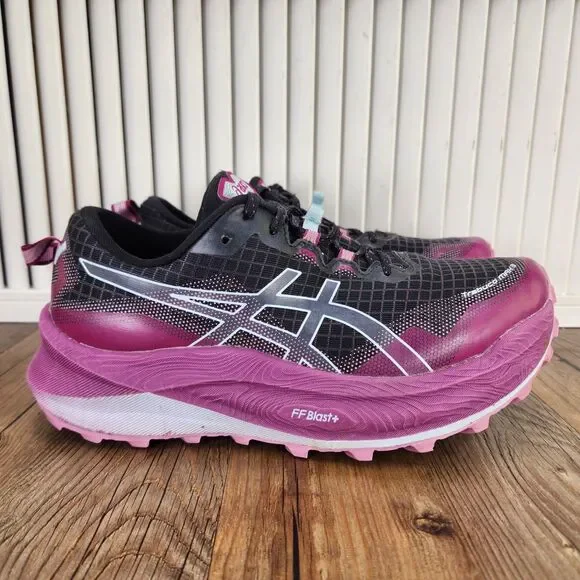 Asics Trabuco Max 3 Trail Running Shoes Womens Sz 8.5 Purple Black Hike Sneakers
