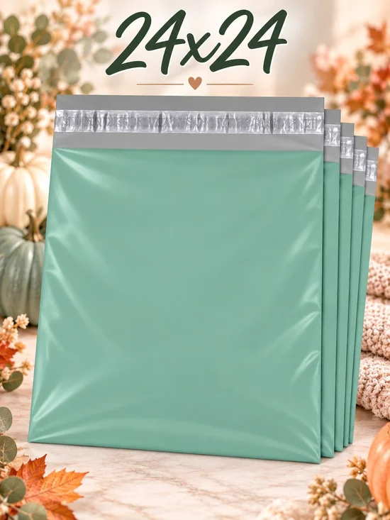 10- 24x24 Jade Green Poly Mailers NWT