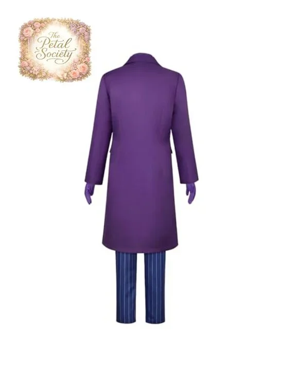 Men's Deluxe Purple Cosplay Costume 6-Piece Set with Coat Shirt Vest Tie Pants