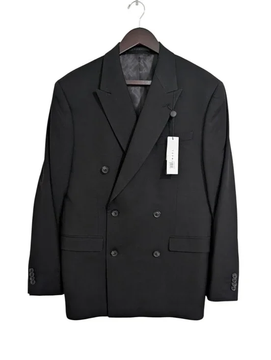 Topman Mens Black Double Breasted Blazer Jacket NWT Size 40R Peak Lapel