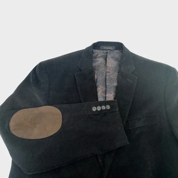 Lauren‎ Ralph Lauren Corduroy Blazer Mens 44L Brown Elbow Patches Dark Academia