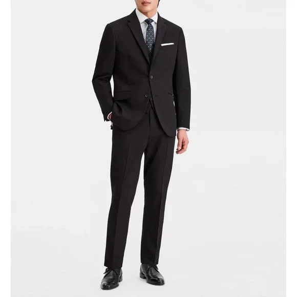 Kenneth Cole Men's Slim Fit 2-pc‎ Suit Black Stretch Jacket 44R Pants 37W 33L