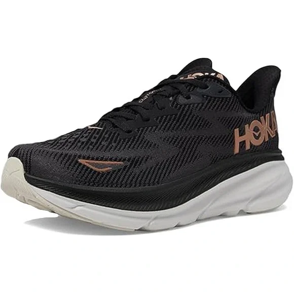 Hoka Women’s Clifton 9‎ Sneaker in Black/Rose Gold Size 7.5 B20
