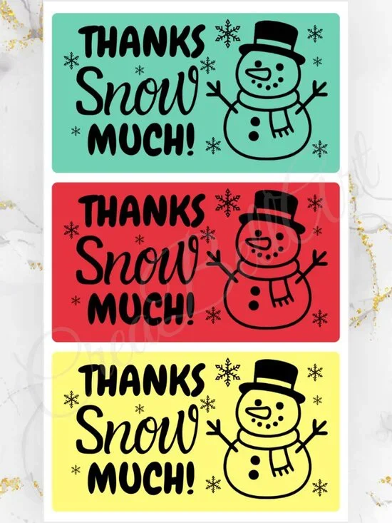 100 Christmas Snowman Stickers – Thank You Stickers 2.25 x 1.25