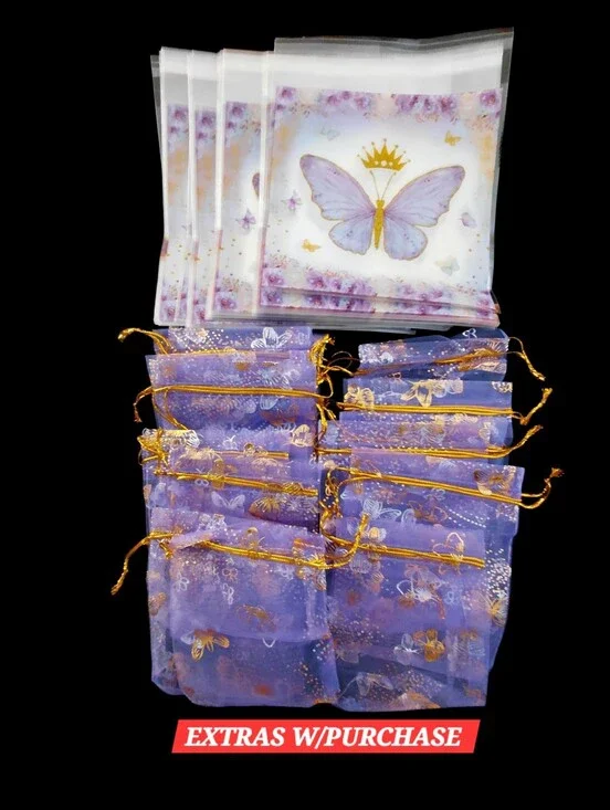 20ct. 10pcs 3x5 Purple Organza And 10pcs 5.5x6.5 Purple Butterfly Resealable Bag