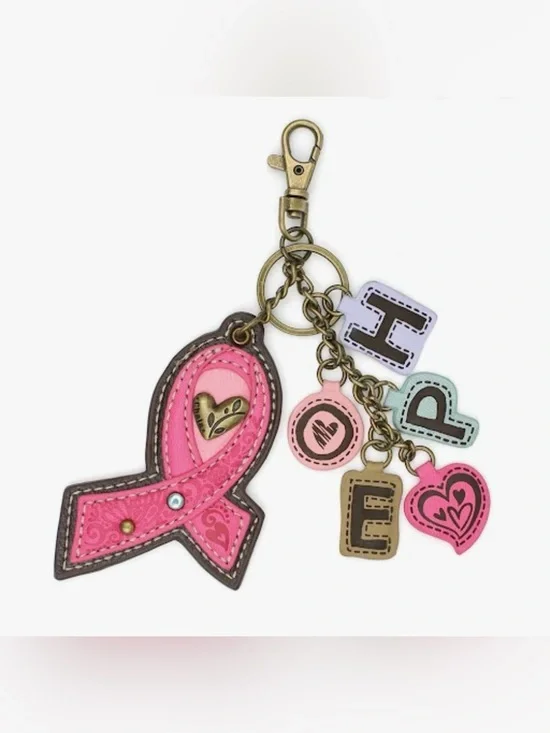 Chala Pink Ribbon Charming Charms Bag Charm/Keychain breast cancer awareness