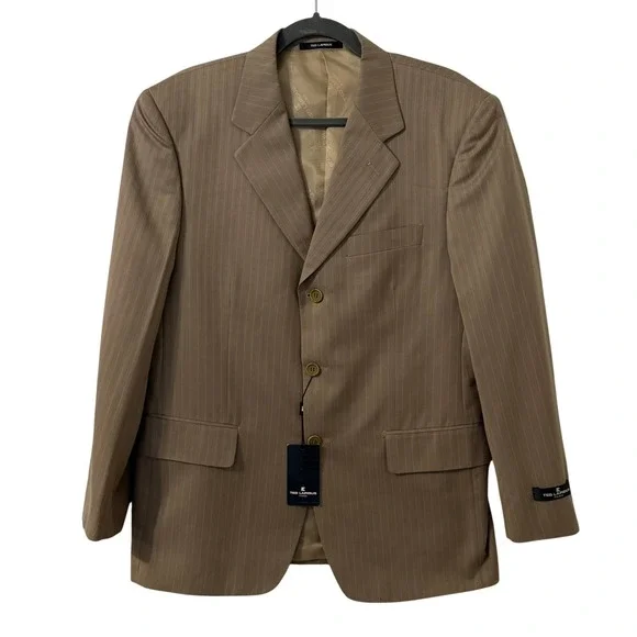Ted Lapidus Paris Mens Pinstripe Blazer Brown Francesco Bellini Fabric Size 48C