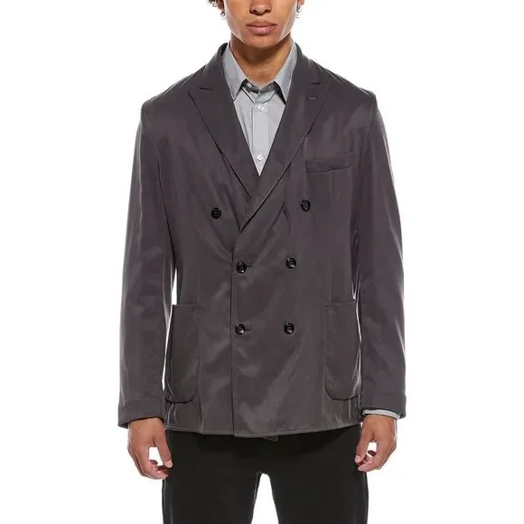 Brioni Mens Deconstructed Double Breasted Blazer, Grey