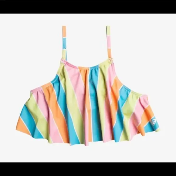 Roxy Girls Colors Of The Sun Flutter Bikini Top Size 7‎ Nwt