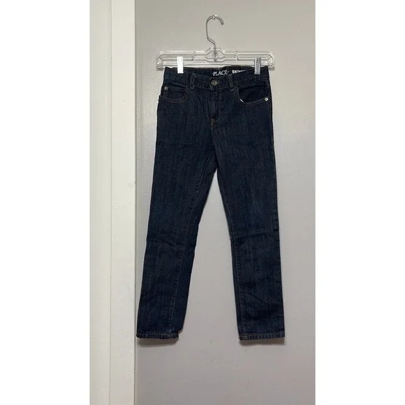 The Childrens Place Boys Skinny Jeans Dark‎ Wash Indigo Size 8 Adjustable Waist