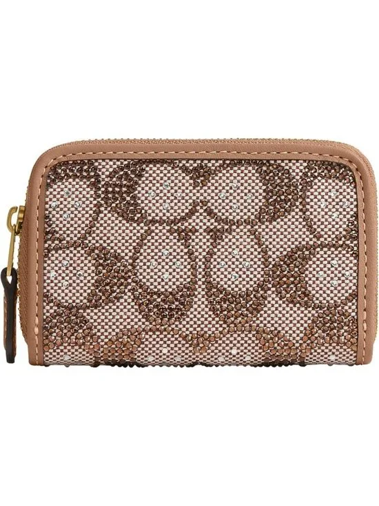 Stylish Women's Small Card Case in Crystal Jacquard - Mushroom Color, One Size