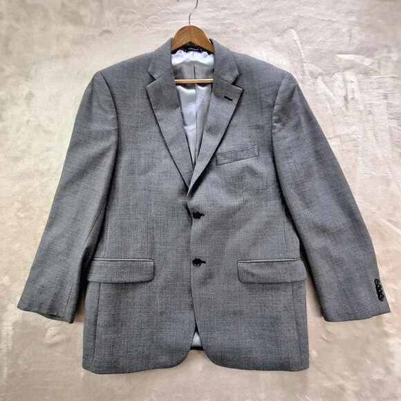 Tommy Hilfiger Blazer Mens Small Gray 100% Wool Two Button Sport Coat Classic