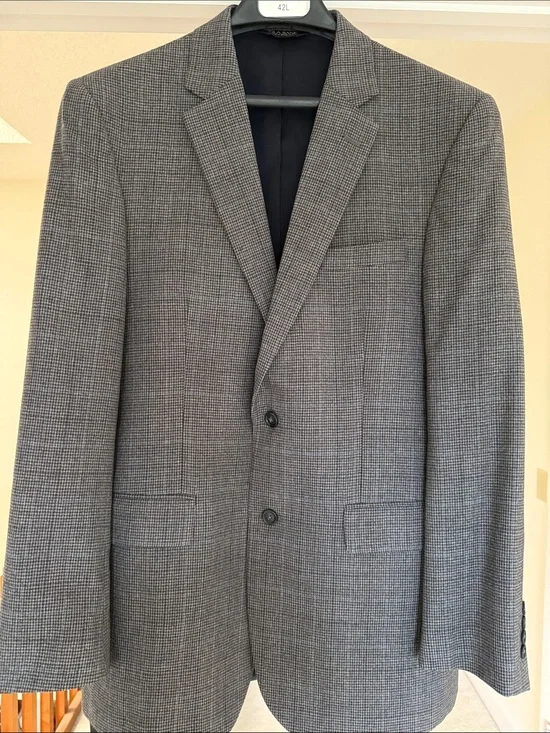 Jos. A. Bank Men's Gray Micro-Check Sport Coat Travelers Collection - Size 42L