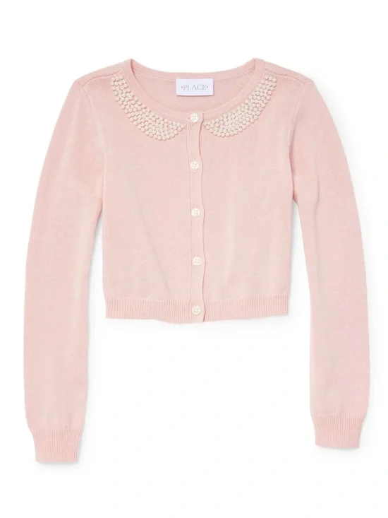 The Children's Place Pink Pearl-Collar Cardigan NWT