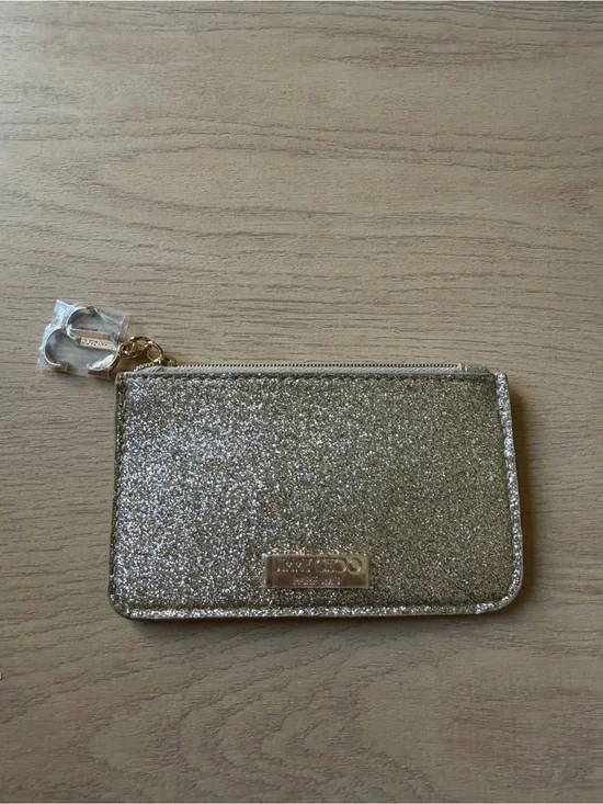 Jimmy Choo Gold Glitter Card Holder Pouch