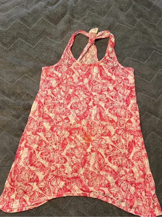 OP Girls' Pink Butterfly Halter Tank Dress