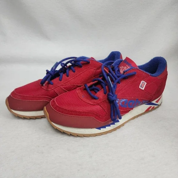 Reebok Classic Leather Ripple DV7196 Womens 7.5 Sneakers Red Blue Leather Shoes