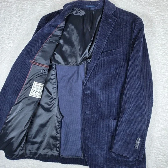 NEW Jos A Bank 1905 Navy Men 42 Regular Spandex Tailored Fit Corduroy 7859 L/S
