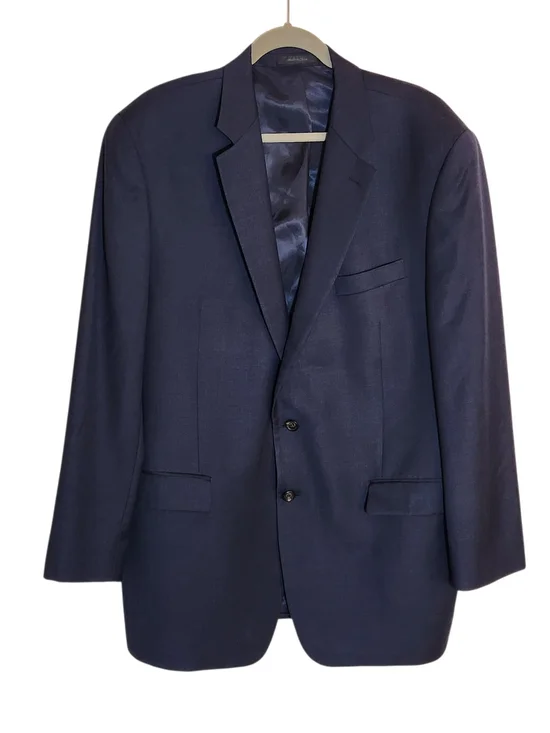 Lauren Ralph Lauren Navy 100% Wool Two Button Sport Coat Blazer Size 44L Flaw