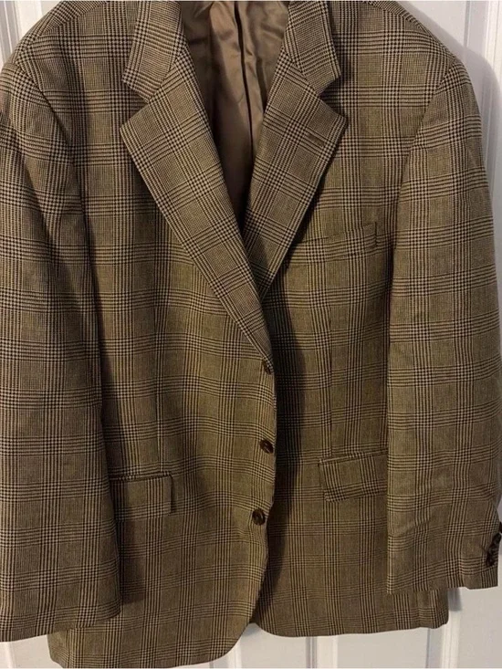 Ralph Lauren Brown Glen Plaid Sport Coat with Subtle Tan Threads