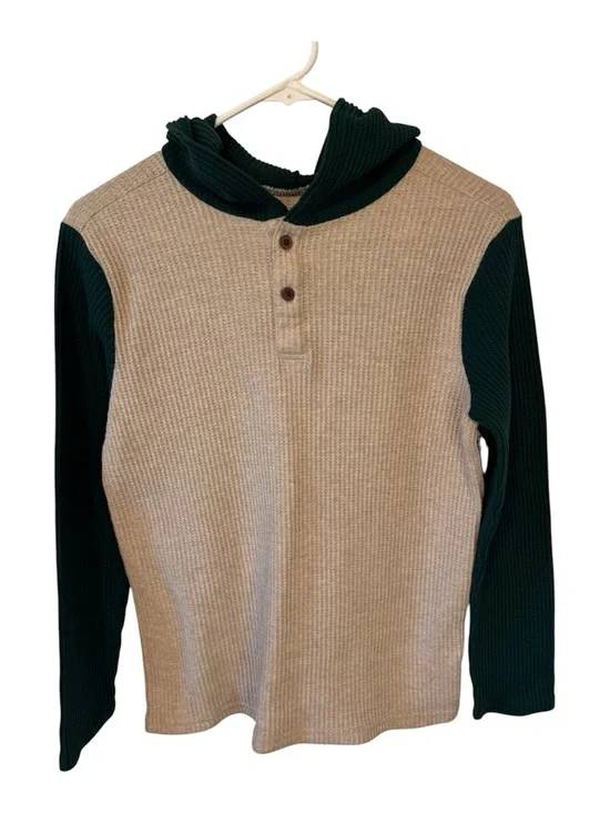 The Children’s Place Boys Large 10/12 Thermal Hooded LongSleeveColor Block Shirt