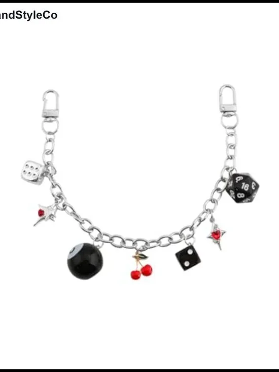 Y2K Dice 8-Ball Zinc Purse Chain Bag Charm Keychain