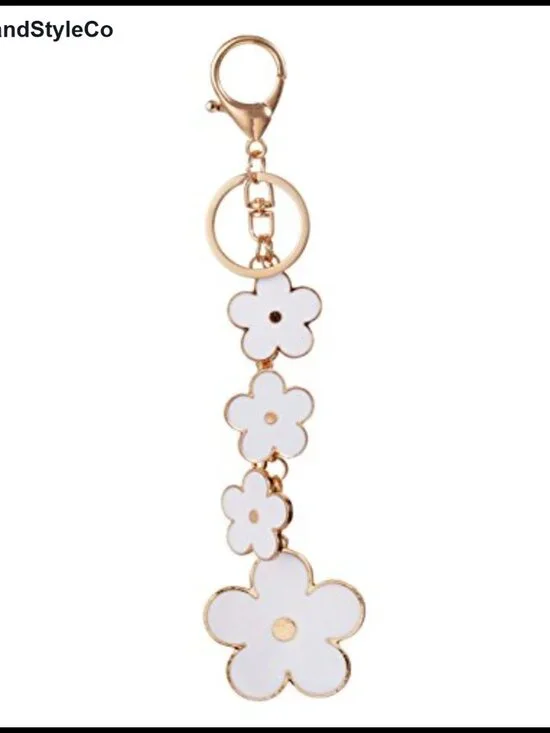 Women's Flower Bag Charms Enameled Keychain Purse Accessories