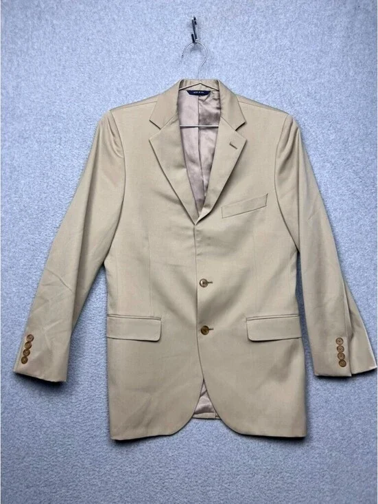 Brooks Brothers 1818 Blazer Suit Jacket 38R 32W Tan Beige 100% Wool Made In USA