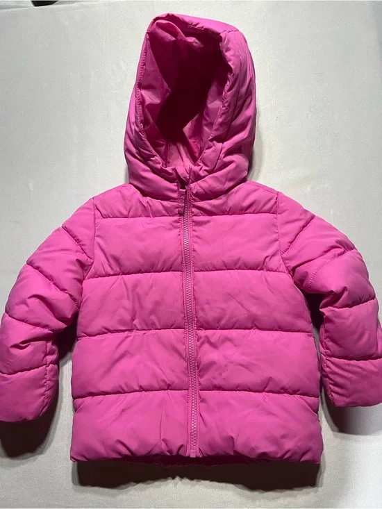 Children’s Place Toddler Girls 3T Pink Hooded Puffer Long Sleeve Winter Jacket