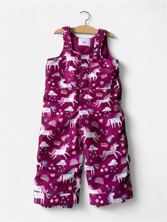 The Children's Place Toddler Girls Unicorn Snow Pants/ Overalls/Bibs - Burgundy