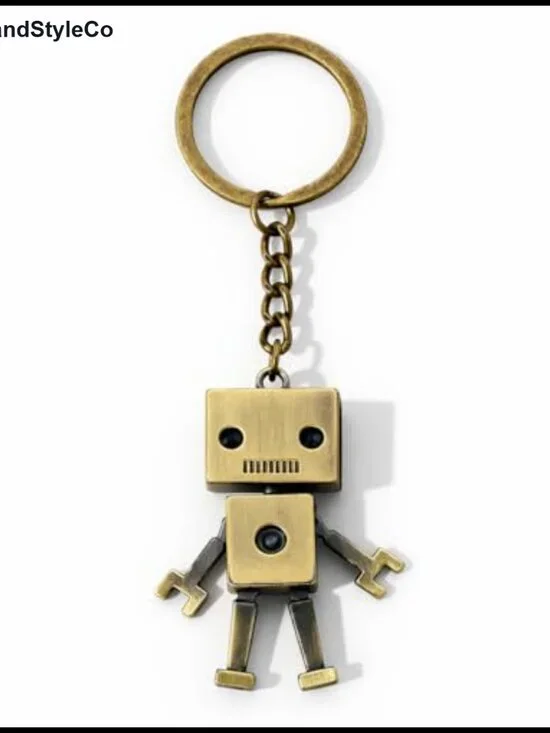 Robot Keychain Vintage Mechanical Key Ring Bag Charm for Women