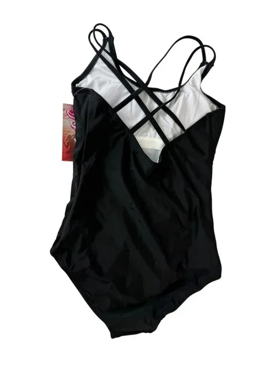 KANU SURF New NWT Swimsuit Black, Size Girl's 14 (Large). Solid. Style 1153.